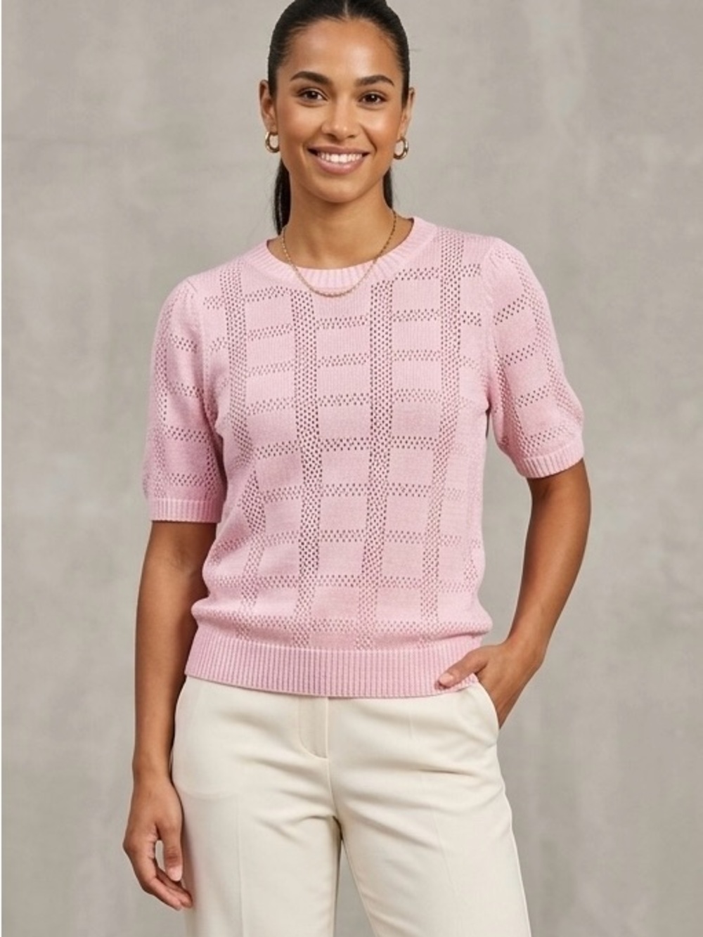 DOKOTOO Sheer Boho Vintage Inspired Pink Top Layering Essential L